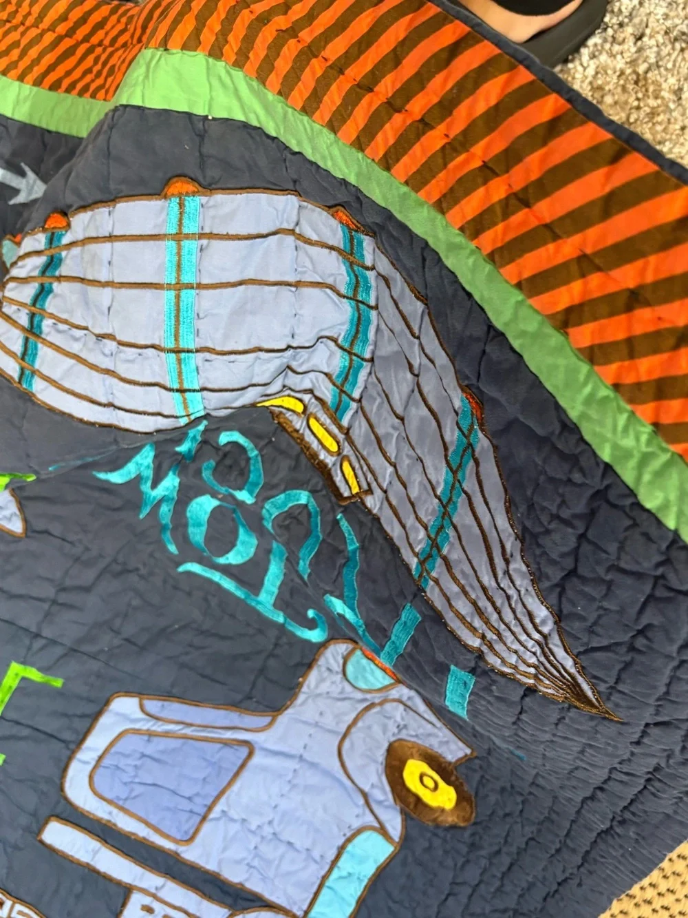 Land of Nod Blue and Green Quilt queen